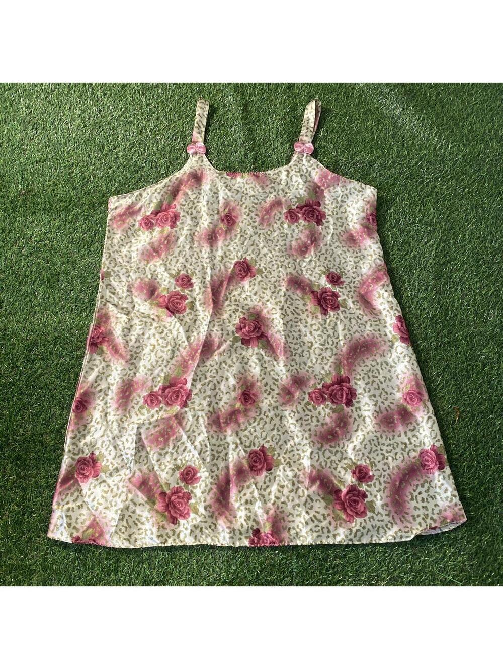 Vintage 90’s Santé Classics Pink rose print dress with leopard print background